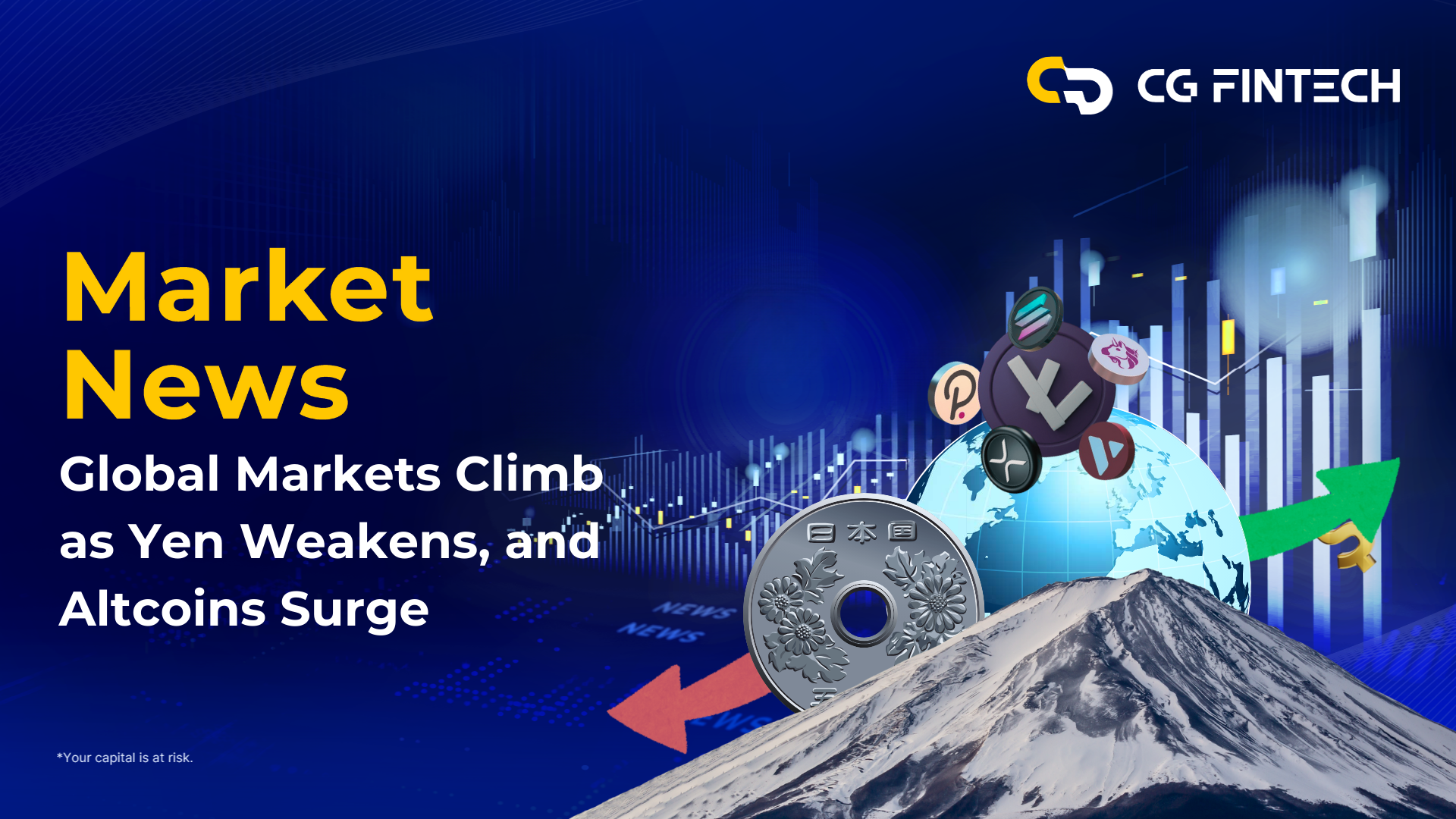 Global Markets Climb as Yen Weakens, and Altcoins Surge